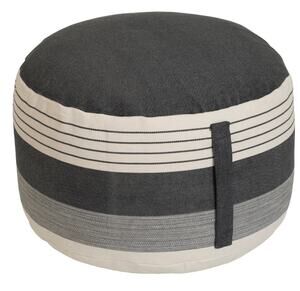 Zyora Striped Pouf White/Charcoal